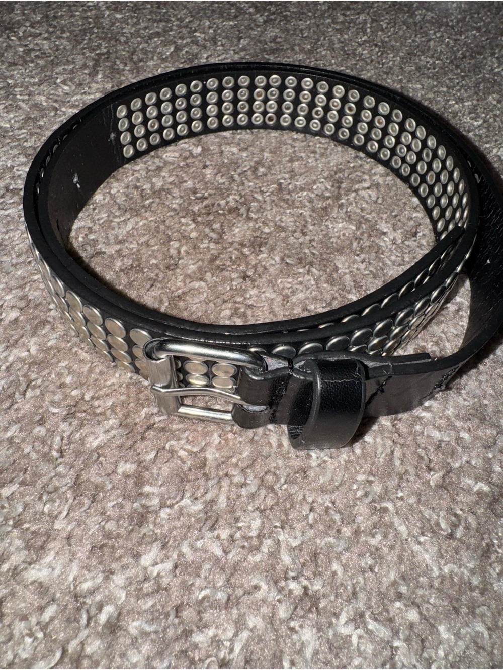 Black and Silver Studded Faux Leather Belt